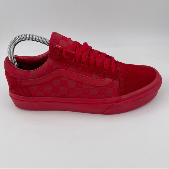 Vans Shoes - Vans Women’s Original Old Skool Red Tonal Checkerboard Skateboard Shoes - SZ 8.5
